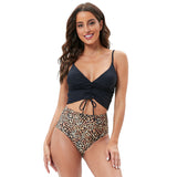 Women's Sexy High-Waisted Bikini: Deep V Drawstring Strap Two-Piece Swimwear