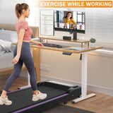 Under Desk Treadmill 2 in 1 Portable Treadmill with Handle Remote Control LED Display