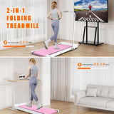 Under Desk Treadmill Walking Pad, 2 in 1 Portable Treadmill with Handle Remote Control LED Display