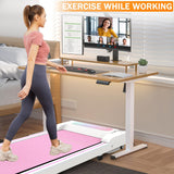 Under Desk Treadmill Walking Pad, 2 in 1 Portable Treadmill with Handle Remote Control LED Display