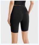 Stripe & Sculpt High-Waist Yoga Shorts