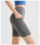 Stripe & Sculpt High-Waist Yoga Shorts