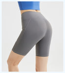 Stripe & Sculpt High-Waist Yoga Shorts