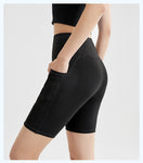 Stripe & Sculpt High-Waist Yoga Shorts
