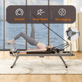 Foldable Pilates Reformer Bed with Adjustable Resistance for Home Workouts Black