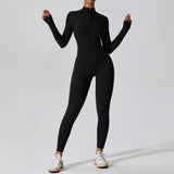 Seamless Zip-Up Long-Sleeve Yoga Jumpsuit