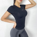 Women's Sports short sleeved slimming top  fitness suit running quick drying T-shirt