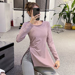 Long Sleeve Split Hem Sports Hoodie: Loose Fit, Quick-Dry Workout Top for Women, Perfect for Running and Yoga