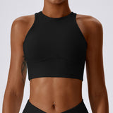 High-Impact Shockproof Sports Bra – Ribbed Cutout Back Fitness Tank