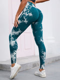 Women's high waist Peach tie dye yoga pants abdominal tightening hip lifting fitness seamless sports tight pants legging