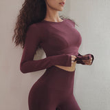 Women's slimming and tight breathable sports long sleeved yoga suit