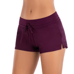 Women's Square-Cut Swim Trunks Conservative Sexy Solid Color Beach Swimwear with Anti-Transparency