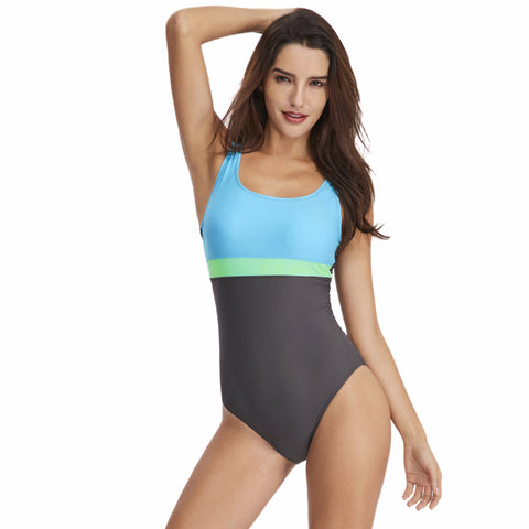 Sexy Triangle Sports Color Block One-Piece Swimsuit for Women