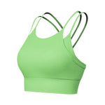 Strap Slimming Sports Bra Faux Two-piece for Women Anti-Shock for Running, Yoga, Fitness - Tank Top with Thin Straps