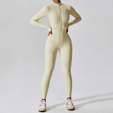 Seamless Zip-Up Long-Sleeve Yoga Jumpsuit