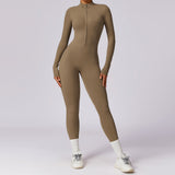 Seamless Zip-Up Long-Sleeve Yoga Jumpsuit