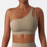 One-Shoulder Cloud-Feel Sports Bra – Shockproof Yoga & Workout Top