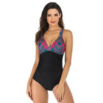 Women's One-Piece Swimsuit Half-Body Printed Design Sexy yet Conservative Swimwear