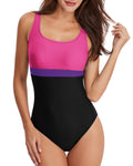 Sexy Triangle Sports Color Block One-Piece Swimsuit for Women