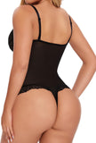 Lace Shapewear Bodysuit for Women Tummy Control Thong Body Suit Sculpting V Neck Body Shaper