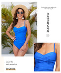 Open Back Triangle Halter One-Piece Swimsuit Twist Front Sexy Swimwear for Women