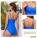 Open Back Triangle Halter One-Piece Swimsuit Twist Front Sexy Swimwear for Women