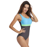 Sexy Triangle Sports Color Block One-Piece Swimsuit for Women