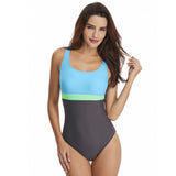 Sexy Triangle Sports Color Block One-Piece Swimsuit for Women