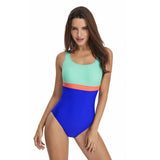 Sexy Triangle Sports Color Block One-Piece Swimsuit for Women