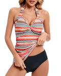 Sexy Gradient Print Halter Neck Two-Piece Swimwear for Women