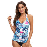 Sexy Gradient Print Halter Neck Two-Piece Swimwear for Women