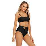 New Arrival Sexy Swimsuit Strap Halter Two-Piece Swimwear High-Waisted Bikini Open Back Swimwear