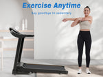 Compact Easy Folding Treadmill Motorized Running Jogging Machine with Audio Speakers and Incline Adjuster