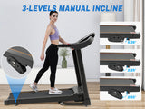 Compact Easy Folding Treadmill Motorized Running Jogging Machine with Audio Speakers and Incline Adjuster