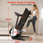 Foldable Treadmill with Incline, Electric Treadmill with Bluetooth Speaker