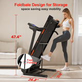 Foldable Treadmill with Incline, Electric Treadmill with Bluetooth Speaker