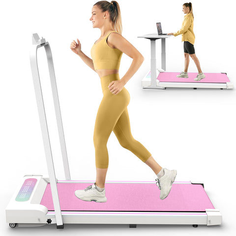 Under Desk Treadmill Walking Pad, 2 in 1 Portable Treadmill with Handle Remote Control LED Display