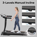 NEW Home Folding Treadmill with Pulse Sensor Running Machine with 3 Level Incline 12 Preset Programs