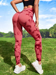 Women's high waist Peach tie dye yoga pants abdominal tightening hip lifting fitness seamless sports tight pants legging