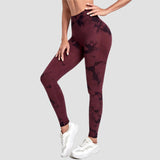 Women's high waist Peach tie dye yoga pants abdominal tightening hip lifting fitness seamless sports tight pants legging