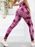 Women's high waist Peach tie dye yoga pants abdominal tightening hip lifting fitness seamless sports tight pants legging