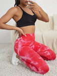 Women's high waist Peach tie dye yoga pants abdominal tightening hip lifting fitness seamless sports tight pants legging