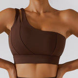 One-Shoulder Barely-There Sports Bra – Stretchy Quick-Dry Yoga & Workout Top