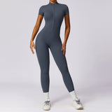 Zippered Short Sleeve Yoga Bodysuit