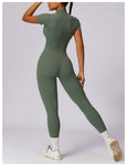 Zippered Short Sleeve Yoga Bodysuit