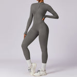 Seamless Zip-Up Long-Sleeve Yoga Jumpsuit