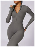 Seamless Zip-Up Long-Sleeve Yoga Jumpsuit