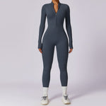 Seamless Zip-Up Long-Sleeve Yoga Jumpsuit