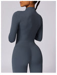 Seamless Zip-Up Long-Sleeve Yoga Jumpsuit