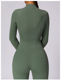 Seamless Zip-Up Long-Sleeve Yoga Jumpsuit